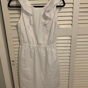 White J Crew Factory Flutter Sleeve Dress